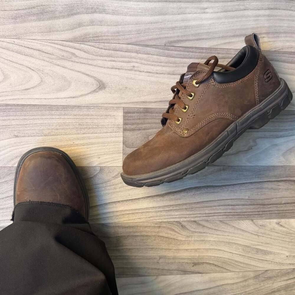 Skechers Relaxed Fit Memory Foam SN 64260 Brown Leather Oxford Shoes Mens 9.5